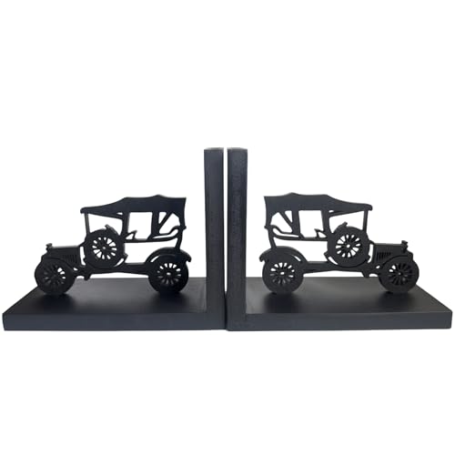 Image of eCraftIndia Wooden Book End with Jeep Showpiece for Home Decor Office Table | Gift for Housewarming Birthday