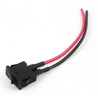Commutateur à 2 fils SPST On/Off mini rocker switch plastique noir encastrable