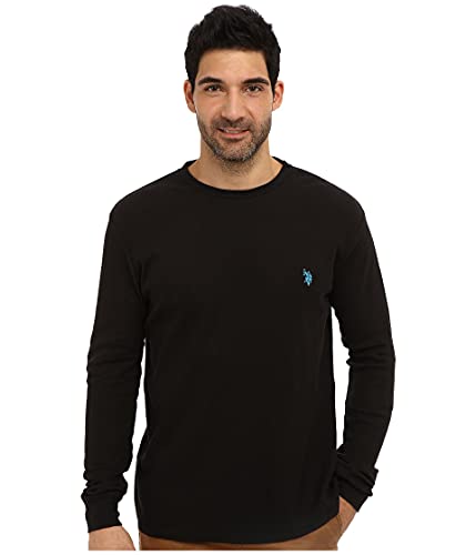 U.S. Polo Assn. Men's Long Sleeve Crew Neck Solid Thermal Shirt, Black, X-Large