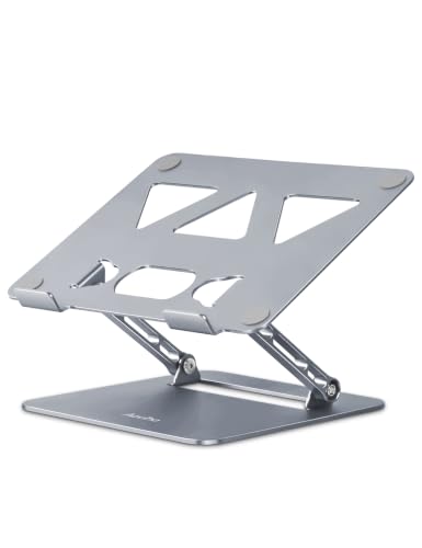 Image of Aoviho Adjustable Laptop Stand for Desk,Portable Laptop Stand Holder and Riser,Foldable Aluminum Notebook Computer Stands for MacBook Air Pro HP Lenovo Dell Samsung Chromebook, 10-15.6 inch, Grey