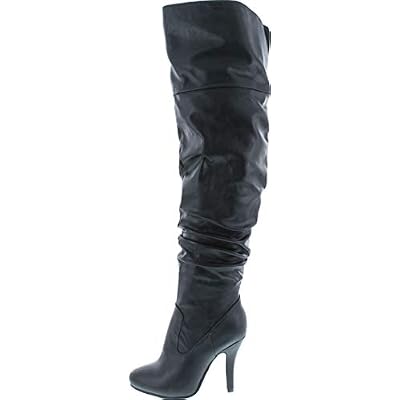 Forever Link Womens Focus-33 Fashion Stylish Pull On Over Knee High Sexy Boots,Black,9
