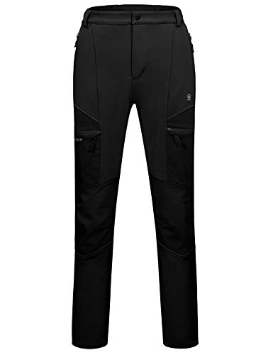 Little Donkey Andy Women's Fleece Lined Ski Snow Pants, Winter Windproof Softshell Pants, Warm and Water Repellent Black M