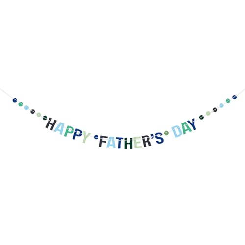 Image of Happy Father's Day Glitter Black Beer Bunting Banner for Dad Father's Party Decorations Backdrop Garland for Father's Day (BLK Blue Green)