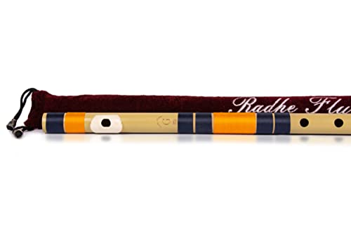 Image of Radhe Flutes PVC Fiber Bass G With Velvet Cover (Beige Flute With Dark blue & Orange Threads)