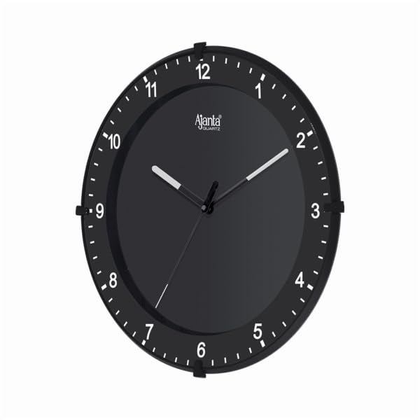 Image of Ajanta 11 Inch Designer Wall Clock Black Silent Sweep Analog Clock