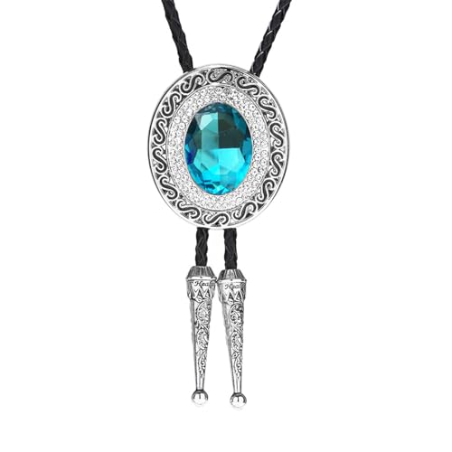 Image of Western Bolo Tie Cowboy Bolo Ties Rhinestone Necklace Bola Tie for Men Women