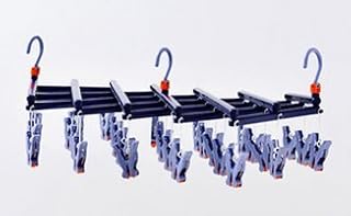 伸縮式洗濯物ハンガー/特殊な回転ピンチハンガー (ネイビー, ピンチ29個)