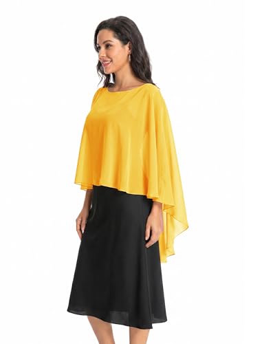 Image of Baoqiya Chiffon Capes Sheer Capelets Long Cape Poncho For Women Plus Size
