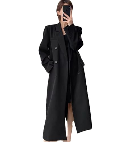 hype kyoto double long coat ［blk］ Amazon.com: Women Long Trench Coat Office Double Breasted Blazer