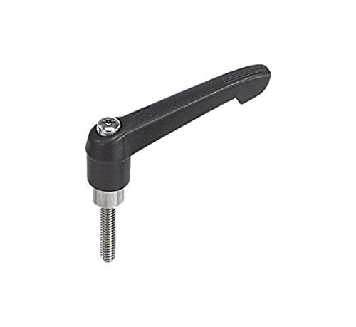 Image of Kipp 06611-3101X25 Fiberglass Reinforced Plastic /Steel Adjustable Handle, M10 External Thread, Novo.Grip Style, Stainless Steel Components, Metric, 25 mm Screw Length, Size 3, Anthracite Grey Color