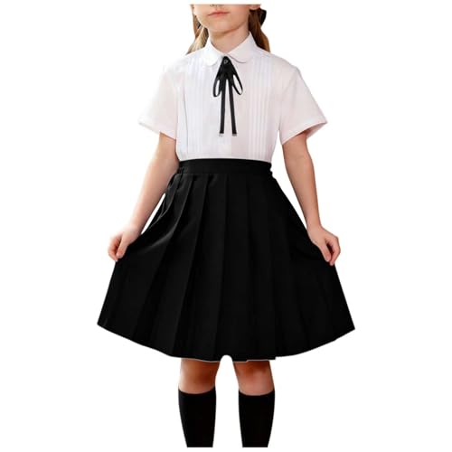 duxyoz Ensemble jupe pour fille, uniforme scolaire, chemise boutonnée à manches courtes et jupe plissée longueur genou, tenue 2 pièces, uniforme scolaire,...