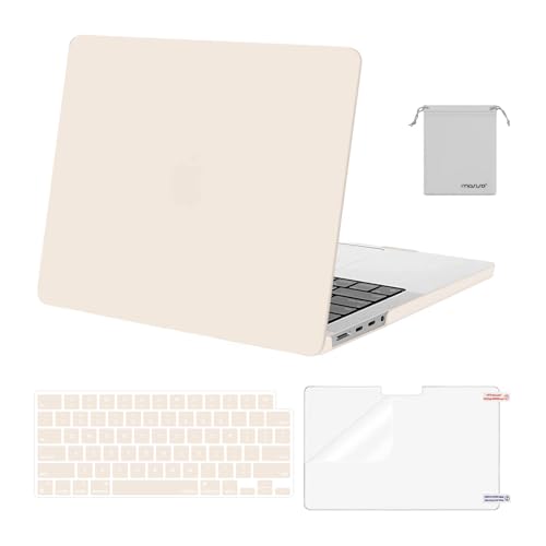 Image of MOSISO Compatible with MacBook Pro 14 inch Case 2025 2024 2023 2022 2021 M5 M4 M3 M2 M1 A3434 A3112 A3185 A3401 A2918 A2992 A2779 A2442, Hard Shell&Keyboard Cover&Screen Film&Pouch,Beige