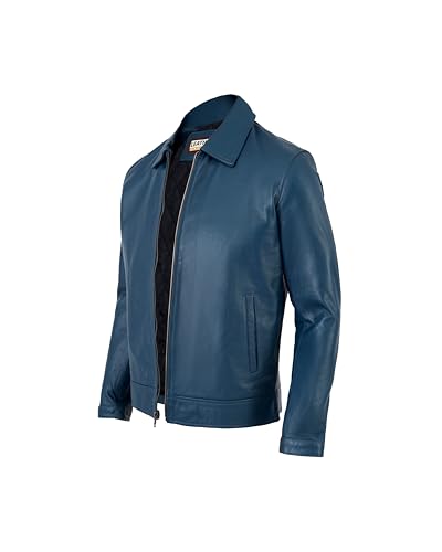 Image of Classic Polo Collar Leather Jacket Men-Work Jackets Turndown Collar Business Casual