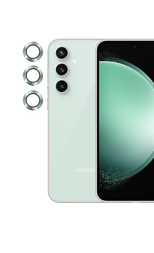 Image of Amazon Brand - Solimo Camera Glass Lens Protector Ring for Samsung Galaxy S23 Case Friendly with Edge to Edge Coverage and Easy Installation (Green)