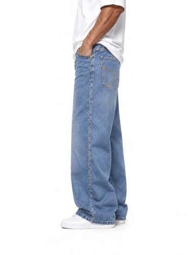 Denvox Men's Baggy Fit Denim Jeans Blue Light Blue - Image 6