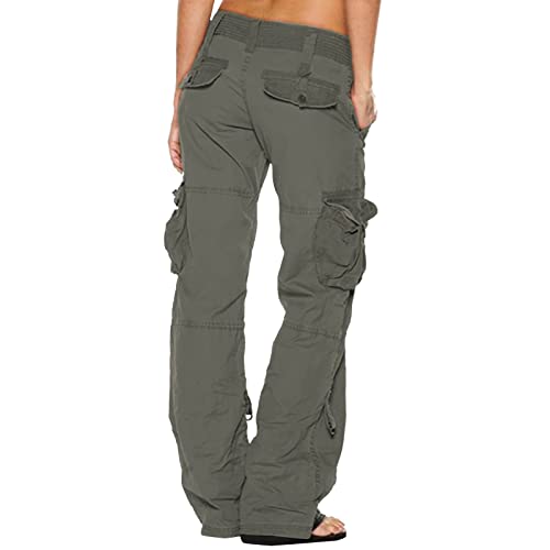 Uillui Womens Relaxed Fit Baggy Cargo Pants Y2K Teen Girls Trendy Low Waist Parachute Pants Wide Leg Trousers Hiking Pants Gray #TOP6
