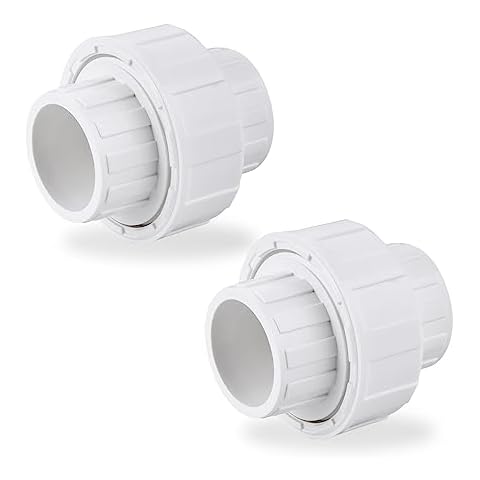 LUOFANT 1" PVC Union Pipe Fitting,PVC Adapter(Socket x Socket),1Inch PVC Slip Union Schedule 40, EPDM O-Ring,2 Pcs… Cover