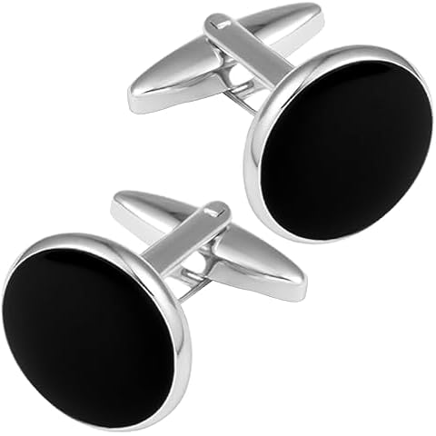 Dannyshi Cufflinks for Men Classic Wedding Business Shirt Cuff Links Silver Gold Black Set Gifts with Box (Black-01) Cover