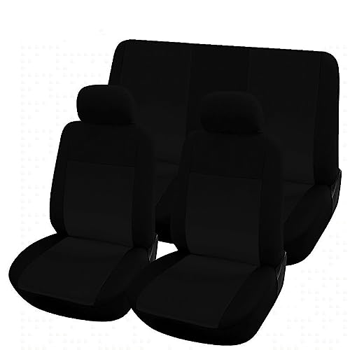Rebeca Shop® COPRISEDILI UNIVERSALI per Auto Kit Anteriore E Posteriore Vari colori Soft Confortevole Traspirante Protezione per Sedili Auto (Nero/Nero)