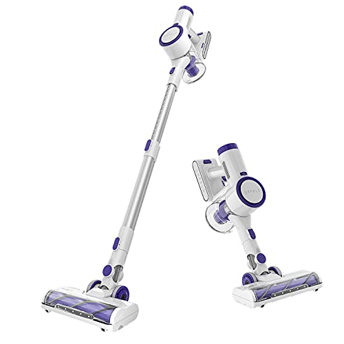 Nulzun Akku Staubsauger, 20000Pa, Leicht Kabelloser mit Wandhalterung & LED Bürste, Bis zu 40 Min, Ultraleiser Akkusauger für Hartböden Teppich Tierhaare