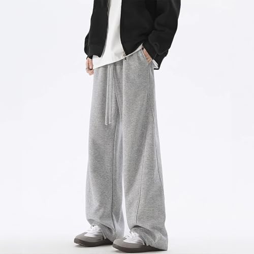 Men's Casual Pants Loose Fit Trousers for Everyday Wear Comfortable Solid Color Wide Leg Long Pants with3