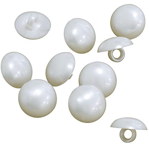 AERZETIX - C65511 - Juego de 10 Botones de coser redondos Ø12.8x8.7mm blanco nacarado - en plástico - apertura 3mm - mercería costura ropa artesanía moda tejer decoración