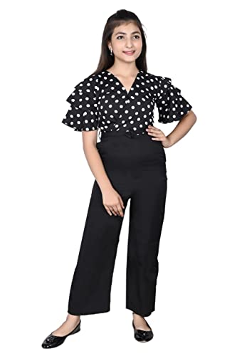 Image of Girls Flared Sleeves Printed Jumpsuit-66
