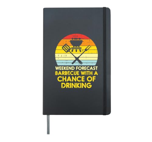 Weekend Forecast Barbecue Funny Bbq Grilling Dad Men Women Hardcover Journal, Black