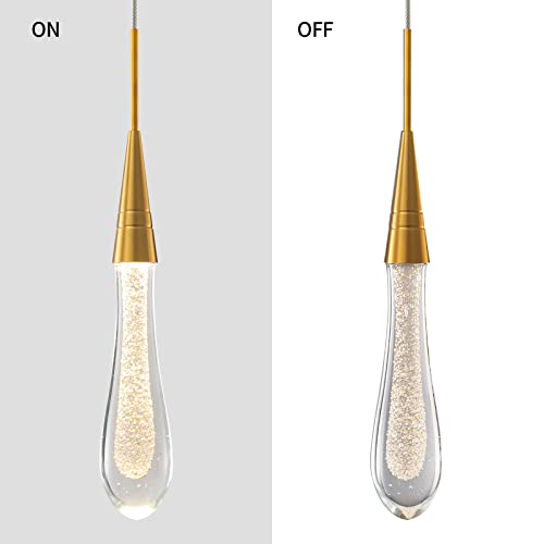 Lmqnine Kitchen Light Fixtures Ceiling Dimmable Led Modern Gold Pendant Light Mini Teardrop Crystal Pendant Light For Kitchen Island Bedroom Hallway Entryway (3-Pack) (020-3) #TOP4