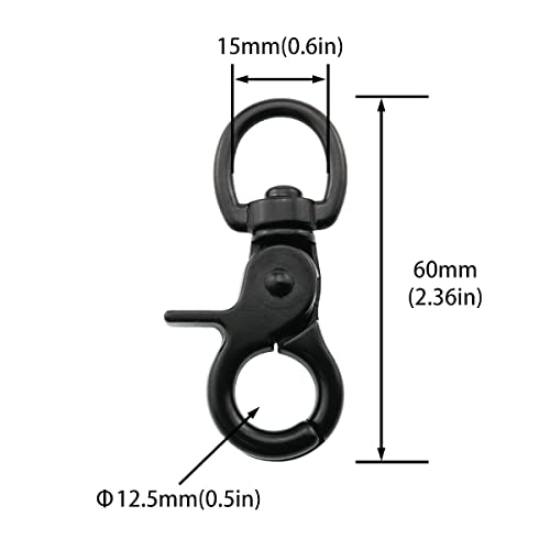 Image of 2pcs Snap Hook Zinc Alloy 60mm Black Key Chain Door Lock Pets Cage Hook Belt Clip for Any Suitable Cage, Dog Traction Rope (Pack of 2)
