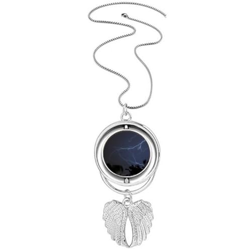 Collier rotatif bijoux femme et homme avec pendentif ailes d'ange paysage nature sombre