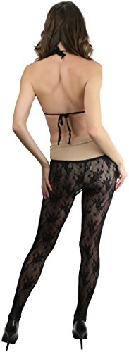 Image of ToBeInStyle Women's Bodystocking Crotchless Peek-A-Boo Fishnet Lace Bodysuit
