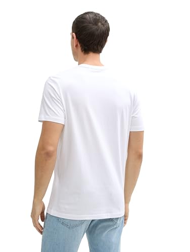 TOM TAILOR Herren T-Shirt mit Logo-Print, 20000 - White, L – Ansicht 3