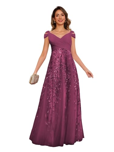 Short Sleeve Mother of The Bride Dresses for Wedding 2025 Women Sequin Sparkly Long Evening Dresses PU188