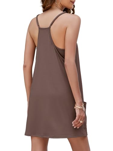 Image of Nirovien Womens Tennis Dress Workout Mini Dress with Shorts Sleeveless Spaghetti Straps Golf Athletic Dresses