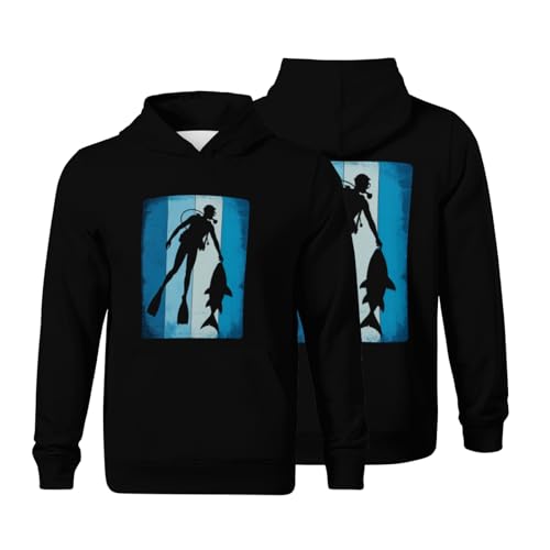 Kids Retro Vintage Diving Diver Boys Girls Lightweight Kangaroo Pocket Fleece Hoodies