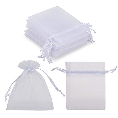 Hrx Package HRXBSSD8X10 100Pcs White Organza Jewelry Bags Drawstring 3 X 4 Inch, Little Mesh Gift Pouches Mini Candy Bags thumb #1