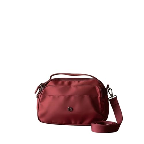 Bolsa Nylon Feminina Transversal Vintage Compacta com Alça Regulável Estilo Casual e Urbana Para Passeio, Balada, Festival, Escola Primum (Vinho)