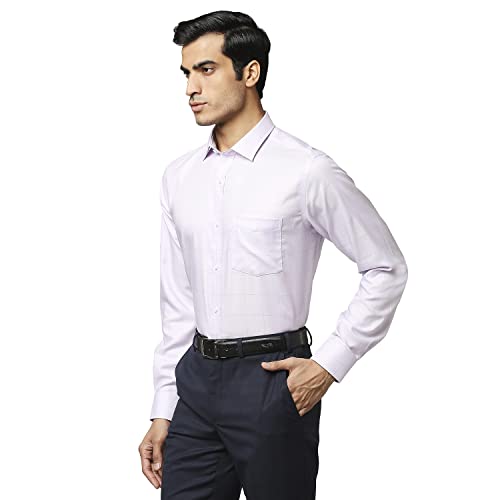 Image of Park Avenue Men's Pure Cotton Checks Pattern Regular Fit Semi Cutaway Collar Full Sleeve Formal Shirt