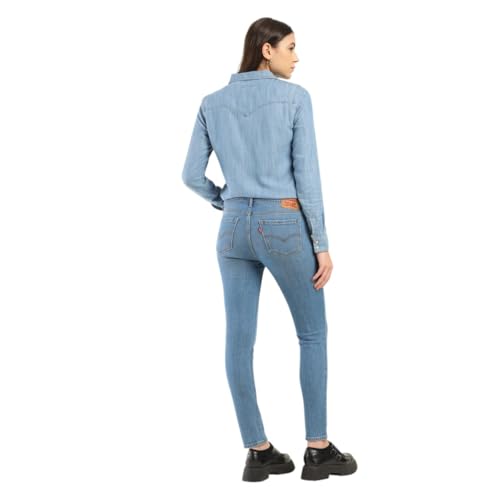 Image of Women's Mid Rise 711 Skinny Blue Jeans