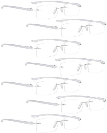 READING GLASSES 7 pack Small Lens Rimless Readers (Silver, 2.00)