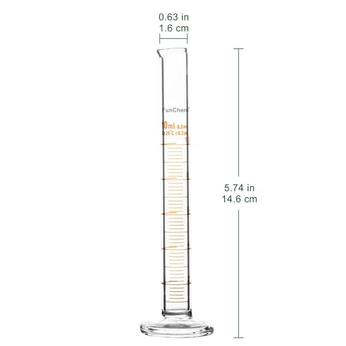 Cilindros de medición graduados de vidrio borosilicato FunChem de 10 ml para lecturas exactas 3