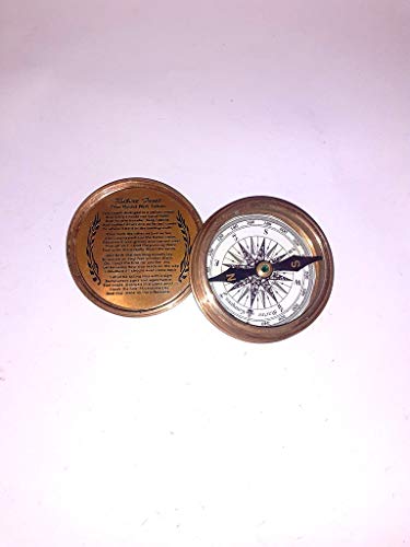 Brújula marina antigua de latón de 2.5 pulgadas miniatura 1