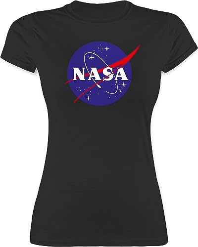Shirt Damen - Sprüche Statement - Raumfahrt NASA Meatball Logo I - S - Schwarz - Tshirt weltall geekshirt zocker Space Shirts NASA+t-Shirt Funshirts Geek Sternen t-Shirt Statements-Shirts Nerd