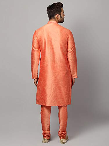 Image of Uri and MacKenzie Banarasi Dupion Silk Solid Kurta Churidar Pyjama Set for Men
