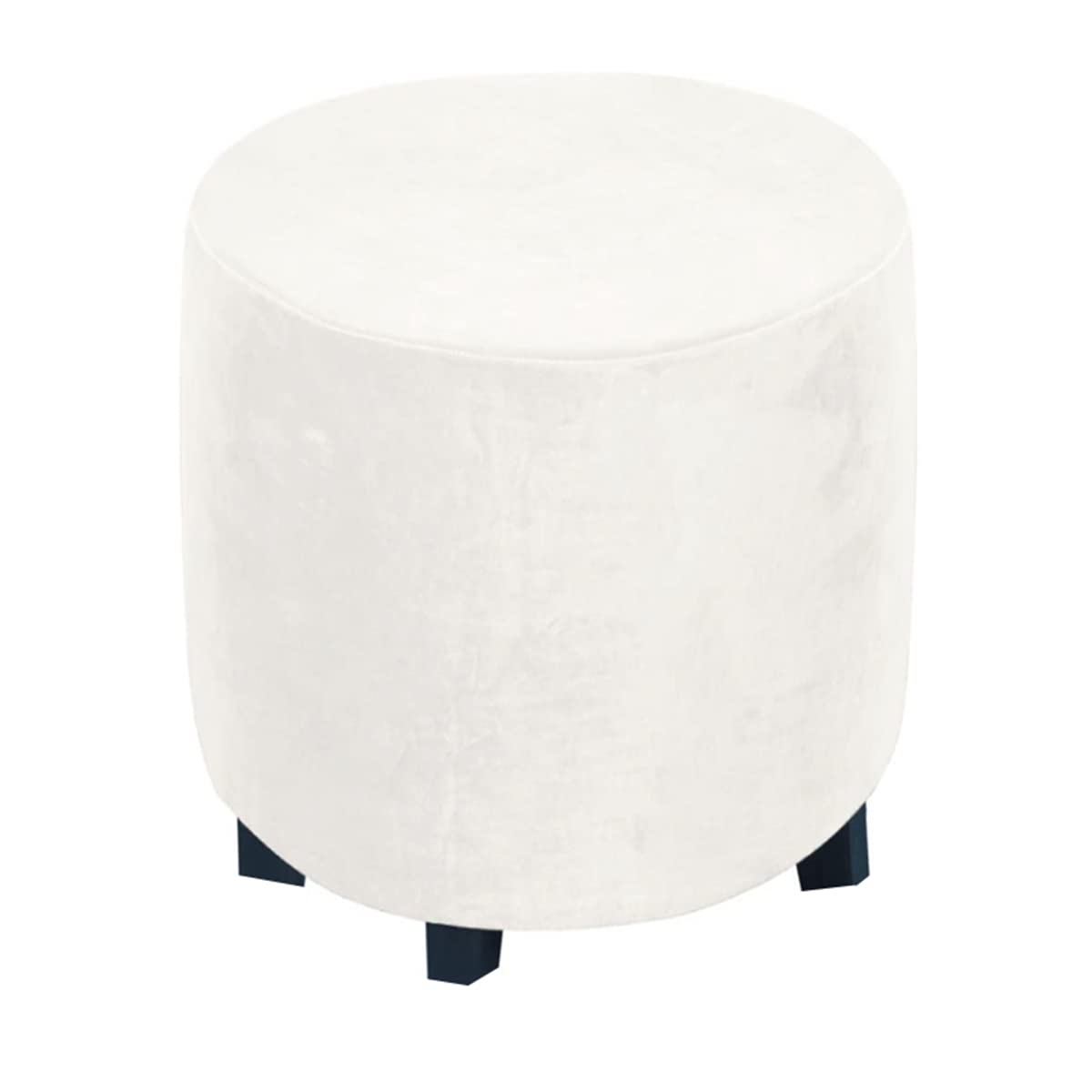 XGANGM 45cm Round Velvet Ottoman Stool Cover Slipcover Stretch Velvet Round Pouffe Cover Small Footstool Protector Cover Storage Chair Slipcover Washable,White