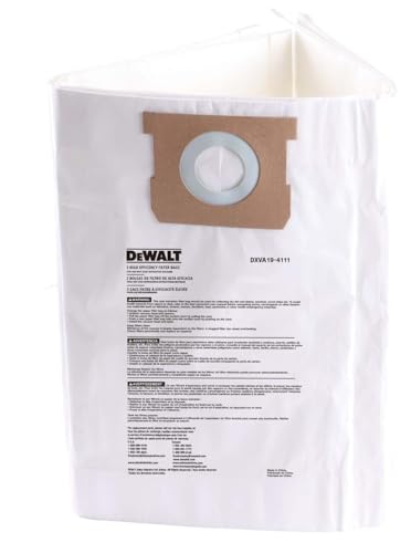 3 Pack DEWALT Fine Dust Bag DXVA19-4111, for 6-10 Gallon Wet/Dry Vacuum, Filter Bag Compatible with DXV06P DXV09P DXV09PA DXV10P DXV10PL DXV10S DXV10SA DXV10SB