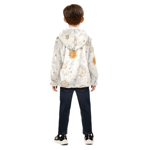 Moon Sun Cloud and Stars Girls Fleece Jacket Girls Fall Jacket Girls Zip Up Hoodie Girls Sherpa Jacket 2-10T4