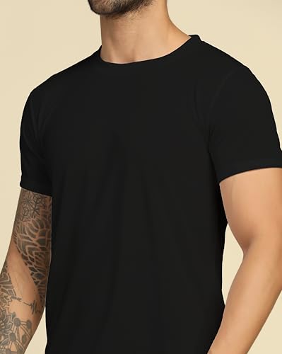Image of VastraVibes Cotton Regular Fit T-Shirt Round Neck Casual Mens Plain Tshirt