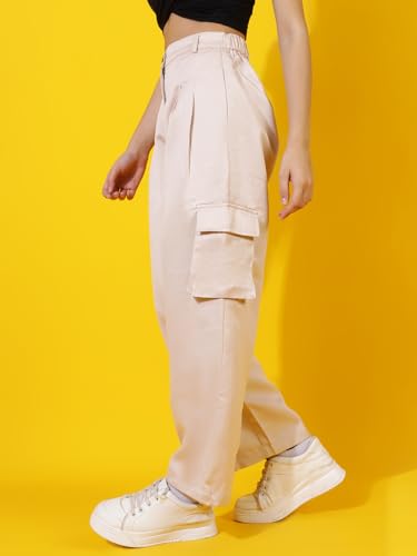 Image of KOTTY Women's High Rise Relaxed || Straight || Joggers Fit Cargo's for Pants || Trousers